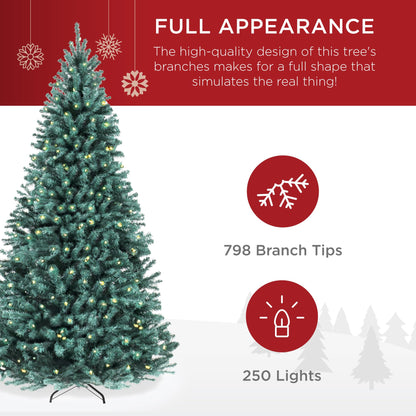 Best Choice Products 6ft Artificial Christmas Tree with LED Twinkling Lights, Pre-Lit Spruce Realistic Holiday Xmas Décor, 250 Lights, 798 Tips