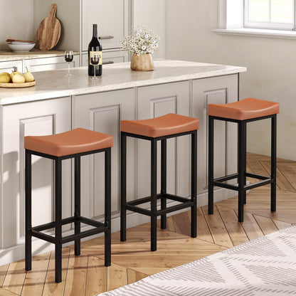 HOOBRO Bar Stools, Set of 2 Bar Chairs, Counter Height Stools, Saddle Barstools with Curved Surface, 24.8 Inches, 2.4" Thick Upholstery, for Kitchen, Dining Room, Cafe Black BB10BY01