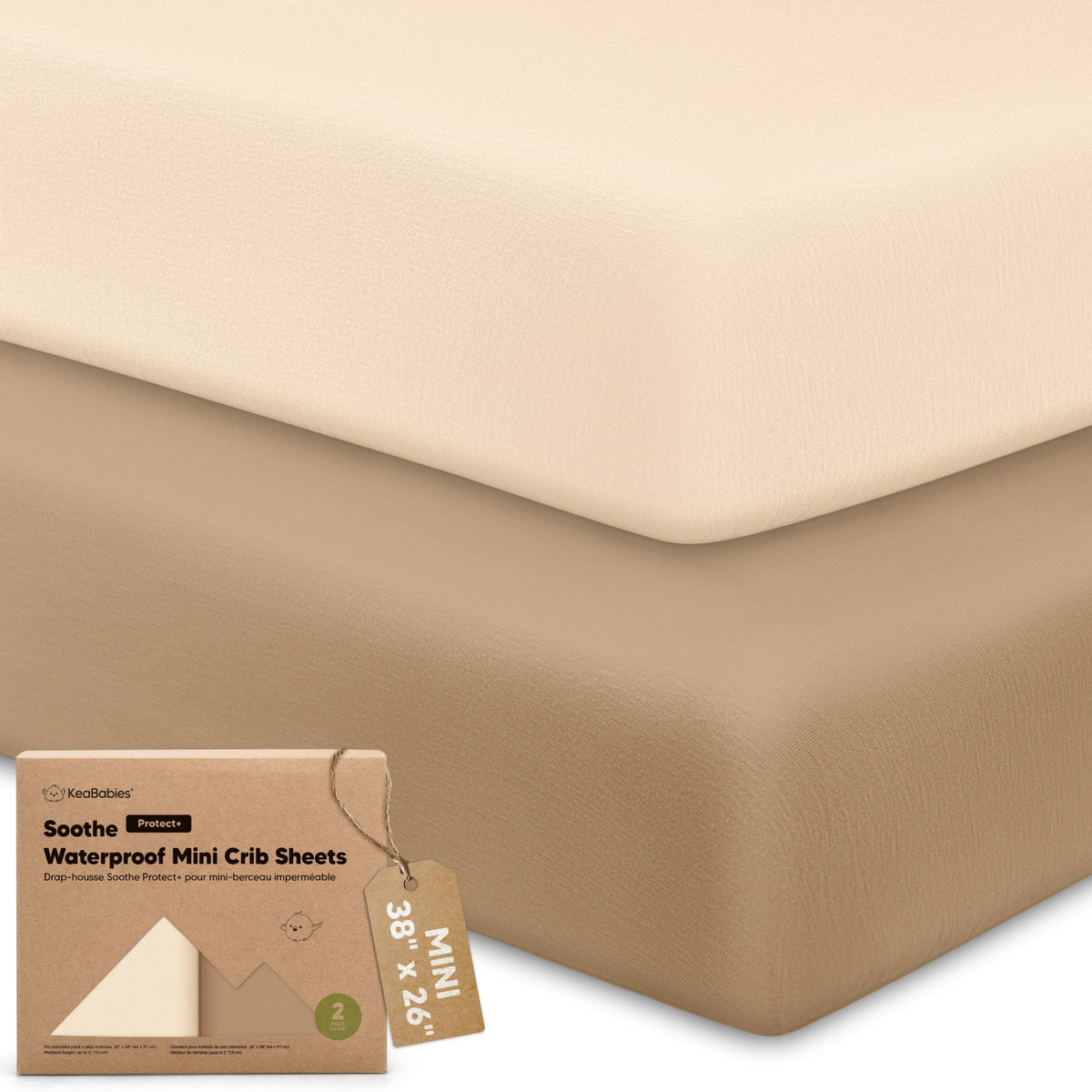 2pk Mini Crib Sheets Fitted 38x26 Pack N Play Mattress Sheet (Bumble Bear)