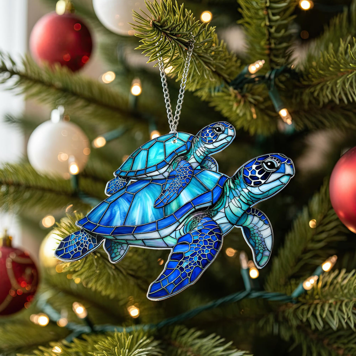 Sea Turtle Gift for Women, Mom & Daughter Christmas Ornament with Card