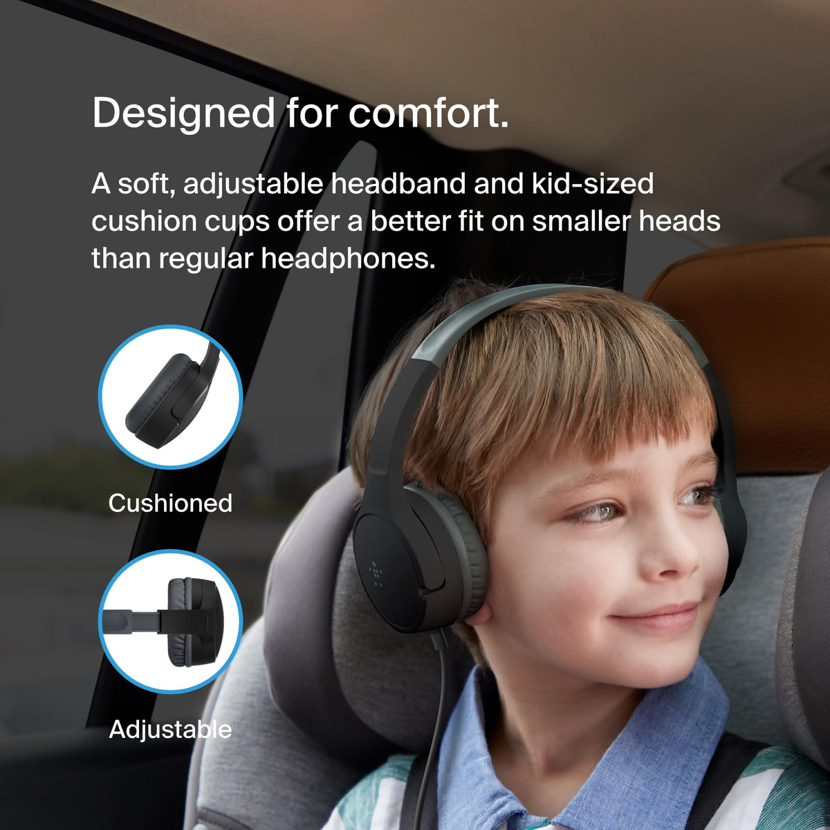 Belkin SoundForm Mini Kids Headphones, Wireless&Wired, 30H Playime, School