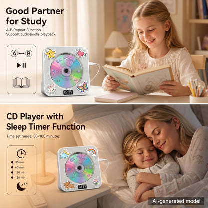 Gueray CD Player Portable Bluetooth Desktop CD Player for Home (Black)