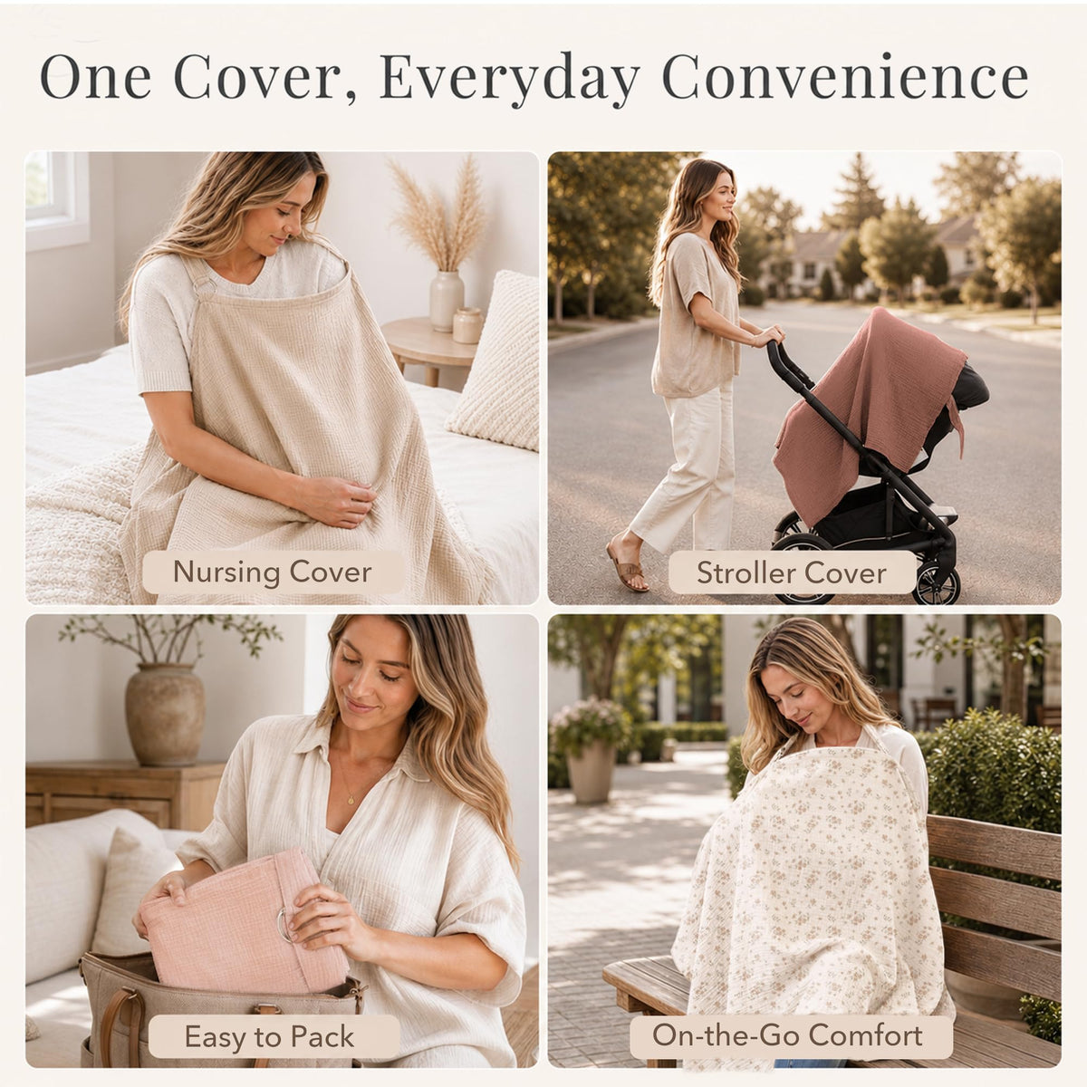 Konssy Muslin Nursing Cover Up for Breastfeeding with Rigid Hoop