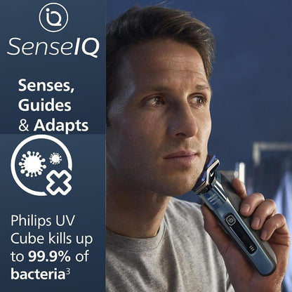 Philips Rechargeable Wet/Dry Electric Shaver with SenseIQ and Comfort Glide Ring Technology, Battery Powered, Silver