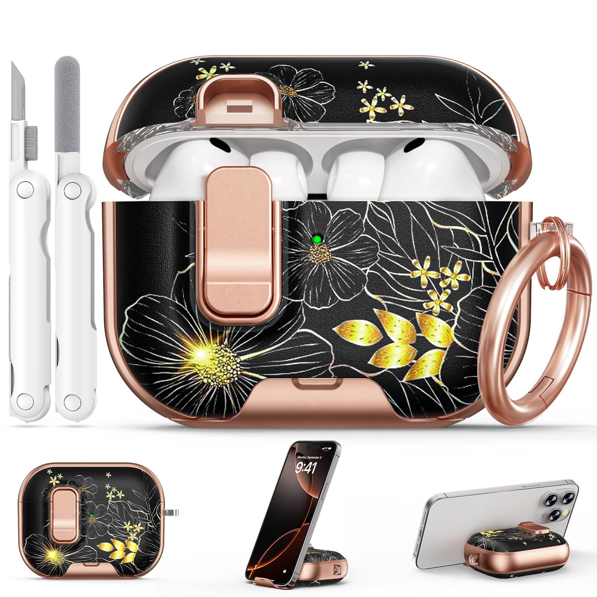 for AirPods Pro 2nd/1st Case (2023-2019)-Purple Bell Flower