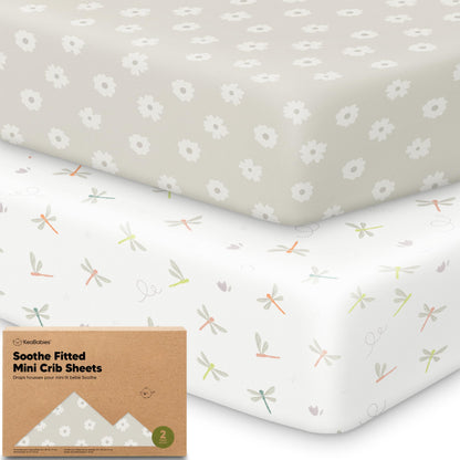 2pk Mini Crib Sheets Fitted 38x26 Pack N Play Mattress Sheet (Bumble Bear)
