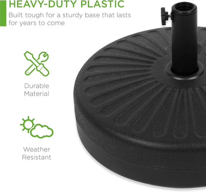Best Choice Products Fillable Umbrella Base Stand Round Sunburst Plastic Patio Umbrella Base Stand, Pole Holder for Outdoor, Lawn w/ 55lbs Weight Capacity, Adjustment Knob
