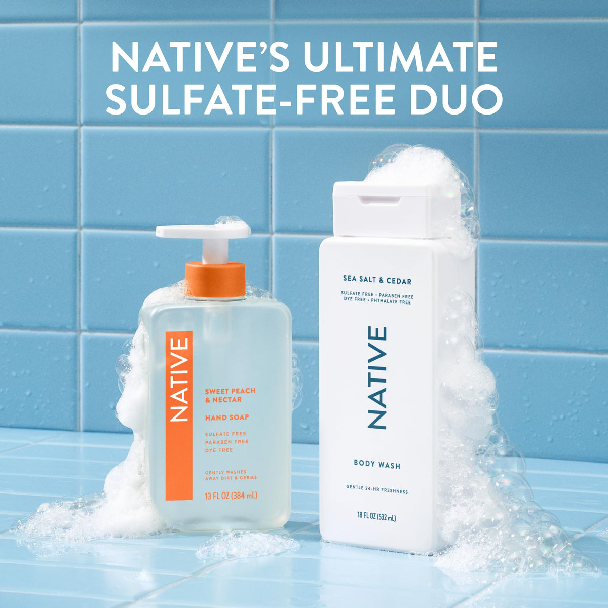 Native Body Wash 3 Pack - Natural Body Wash Women & Men - SLS & Paraben Free - Cucumber & Mint, Coconut & Vanilla, Lavender & Rose