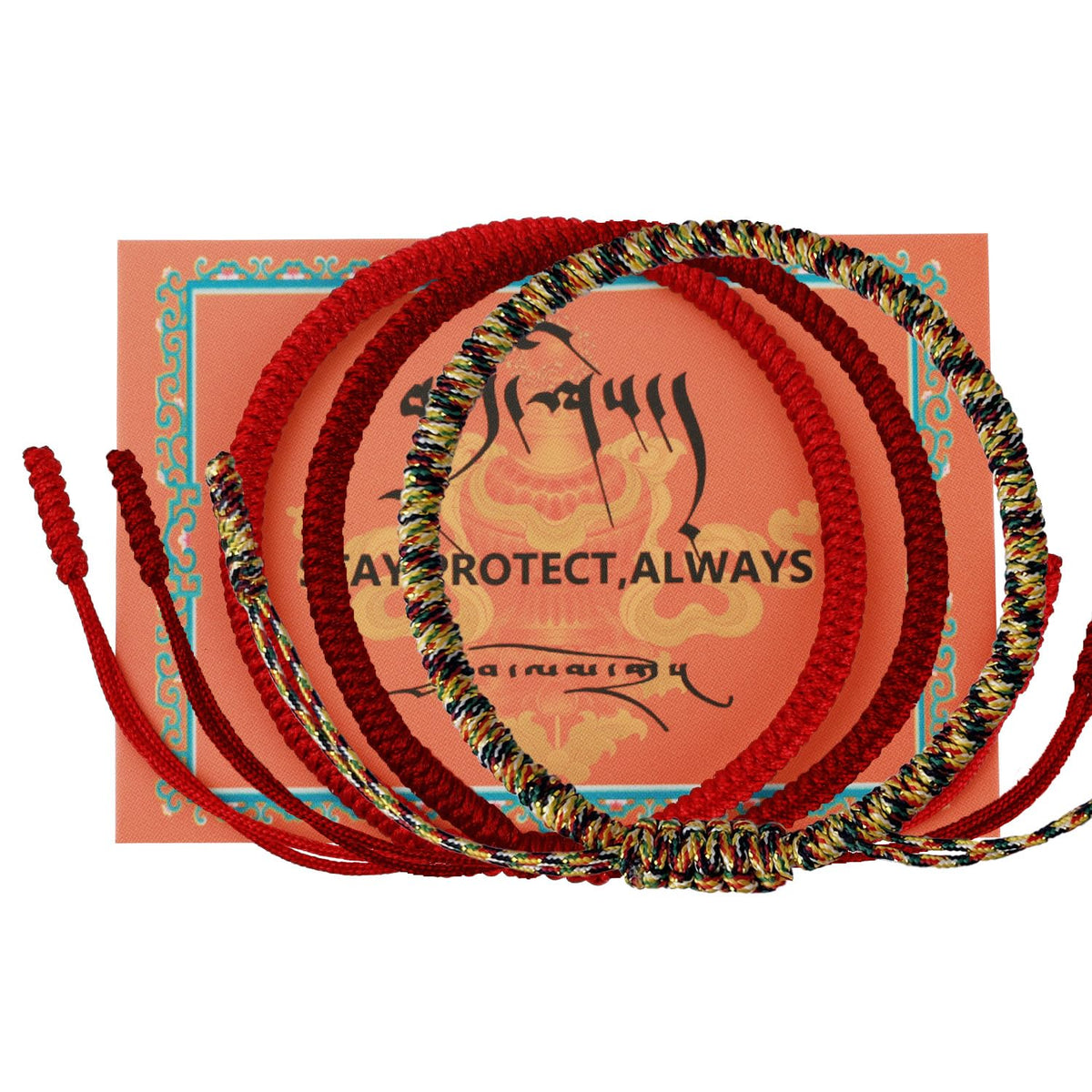 Authentic blessed Tibetan monks handmade Dorje Knot protection bracelet for women and men with a talisman