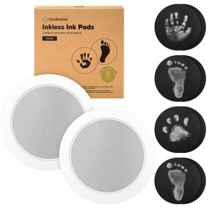 4pk Inkless Baby Hand and Footprint Kit, Mess Free Ink Pads (Jet Black, R)