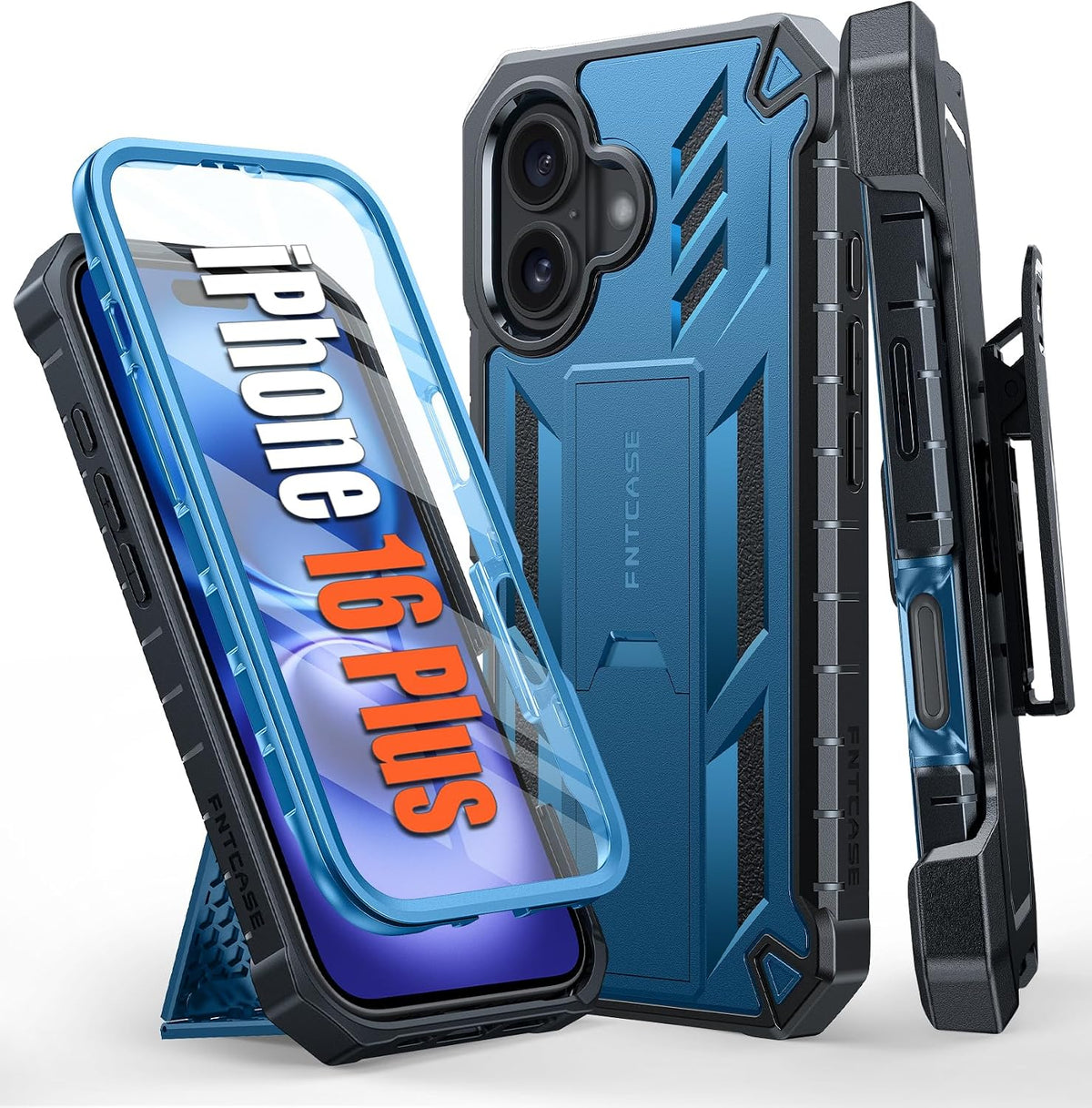 FNTCASE for iPhone 16 Case with Belt Clip and Built-in Screen Protector