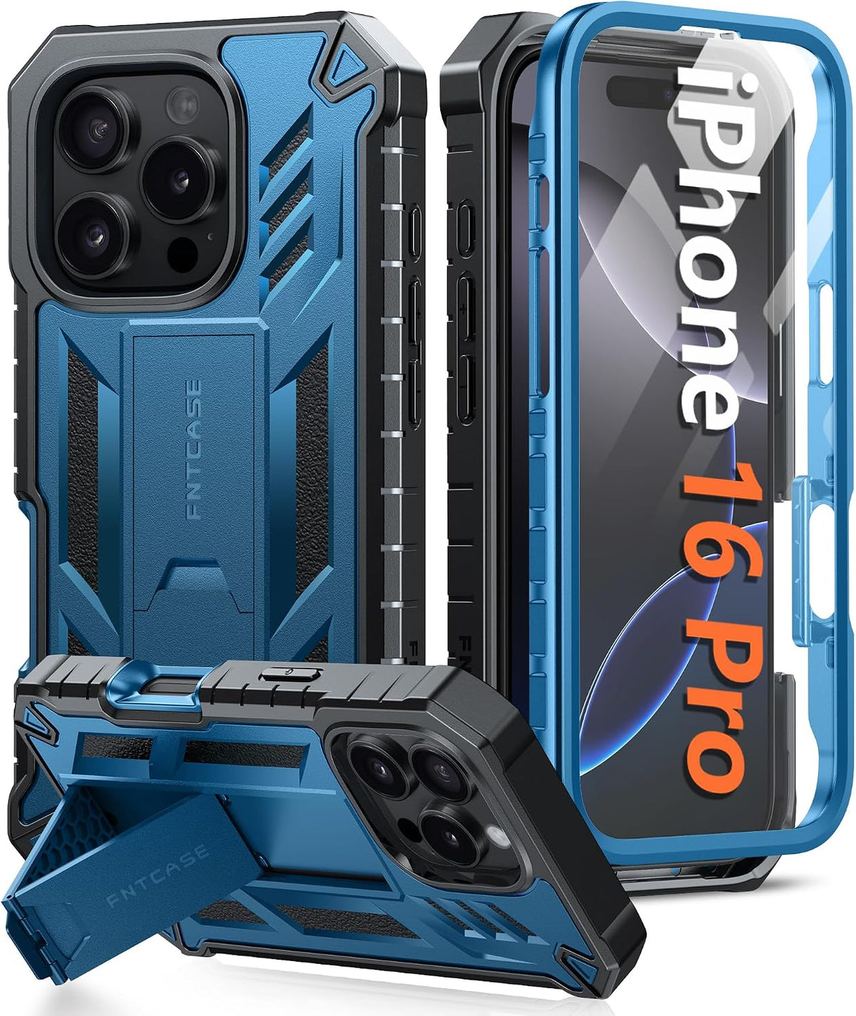 FNTCASE for iPhone 16 Case with Belt Clip and Built-in Screen Protector