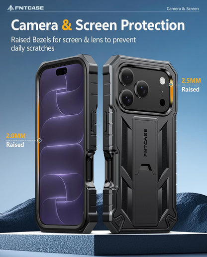 FNTCASE for iPhone 16 Case with Belt Clip and Built-in Screen Protector