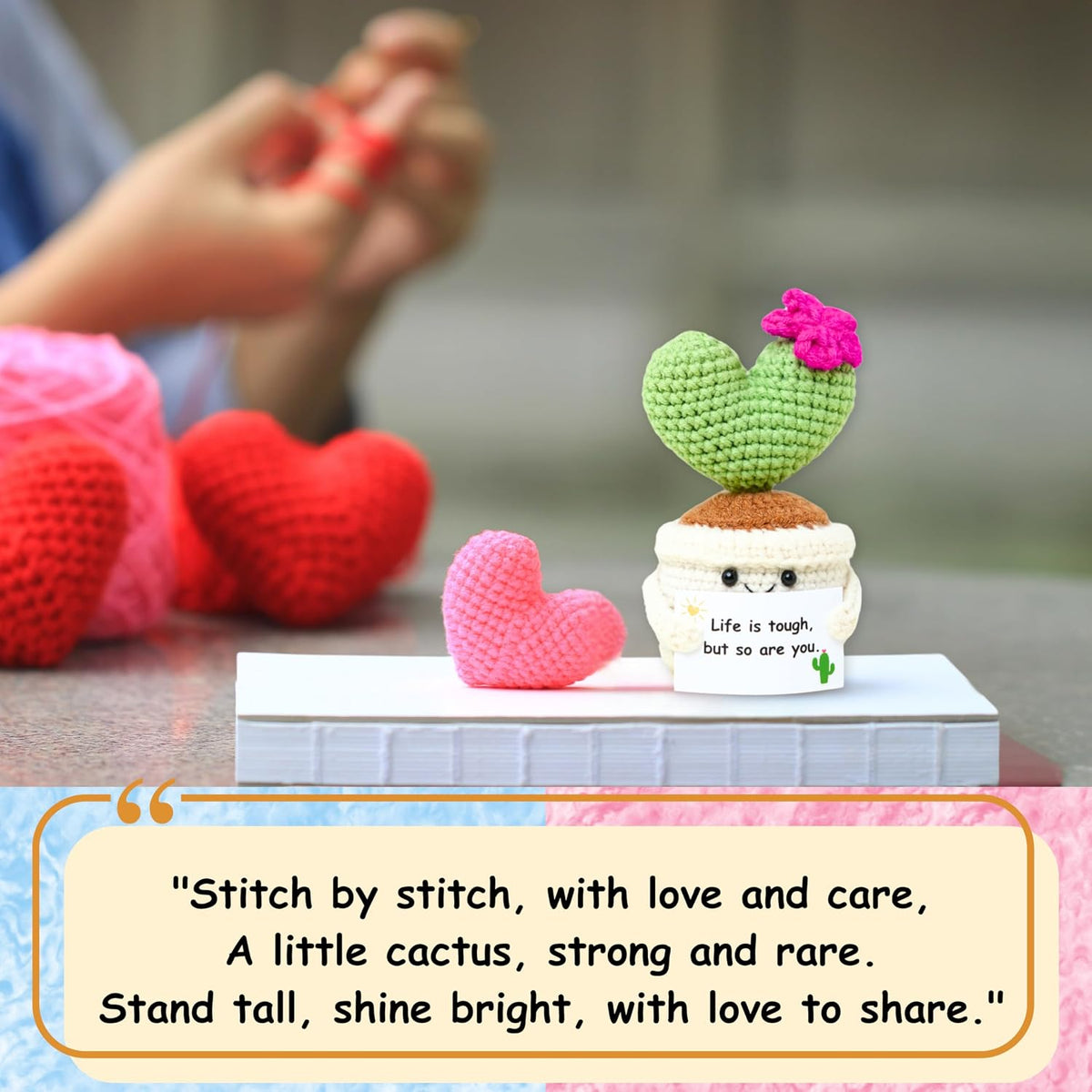 Get Well Gifts for Women, Handmade Crochet Cactus Plant