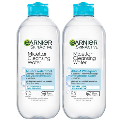 Garnier SkinActive Micellar Water For Waterproof Makeup, Facial Cleanser & Makeup Remover, 13.5 Fl Oz (400mL), 1 Count (Packaging May Vary)