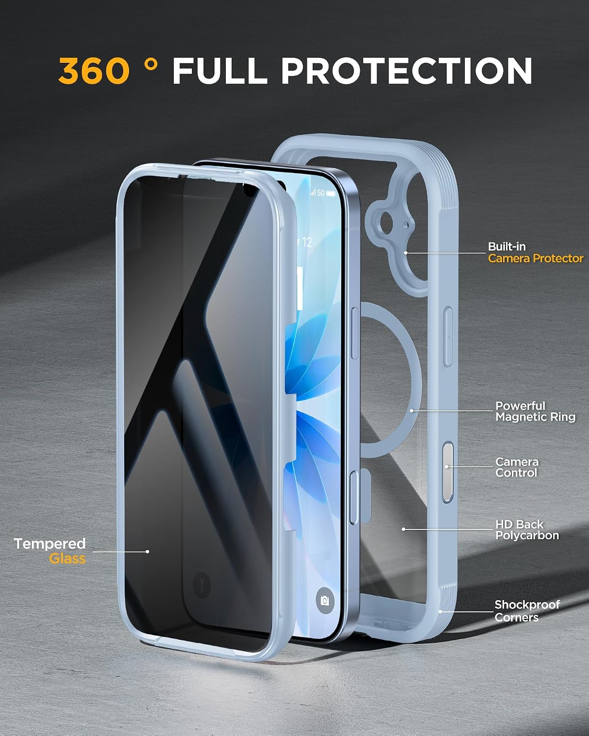 Miracase for iPhone 17 Pro Privacy Series Case, Magsafe, Deep Blue