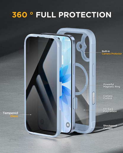 Miracase for iPhone 17 Pro Privacy Series Case, Magsafe, Deep Blue