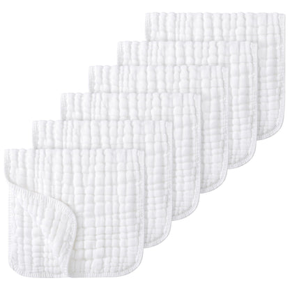 Looxii Muslin Baby Burp Cloths, Absorbent Brup Rags 6 Pack Set for Baby