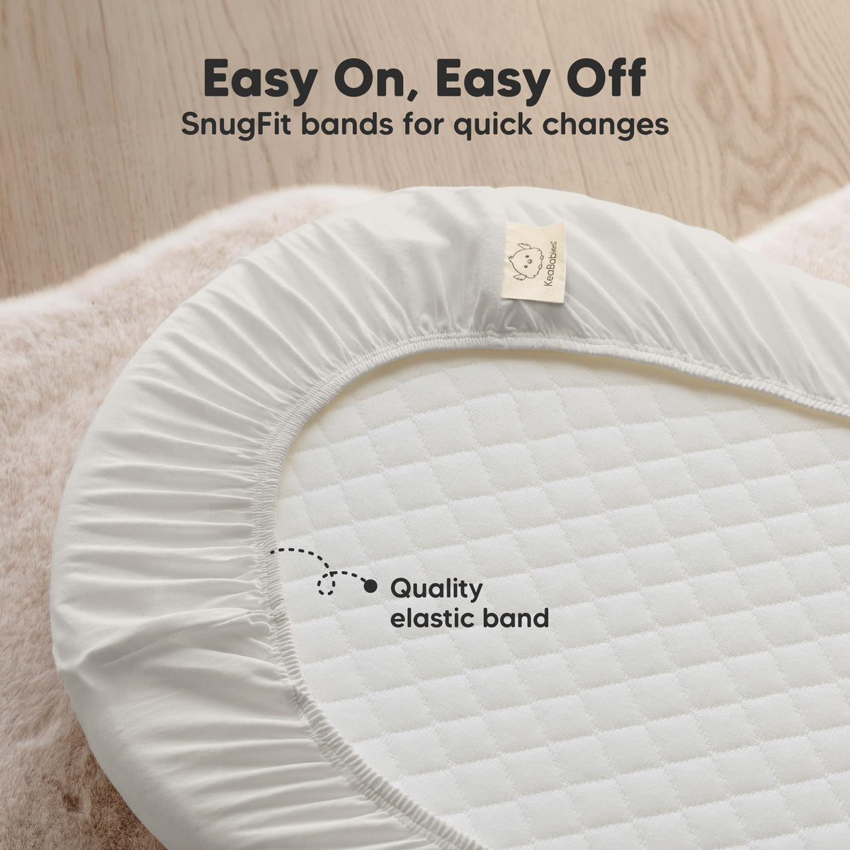 2pk Organic Baby Bassinet Sheets Boys, Girls, Fitted Sheet (Soft White)