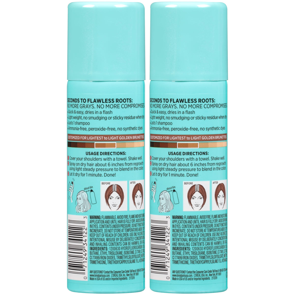 L'Oreal Paris Magic Root Gray Hair Cover Up, Medium Brown, 2 oz, 2 Count