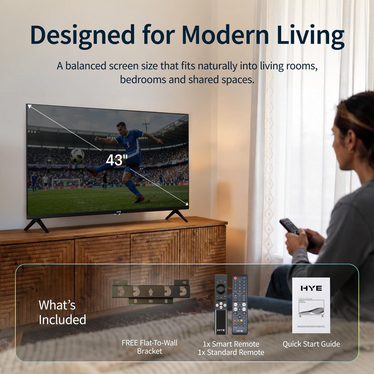 HYE 43" LED Smart TV - 4K Ultra HD, Samsung Tizen OS & Gaming Hub, Black