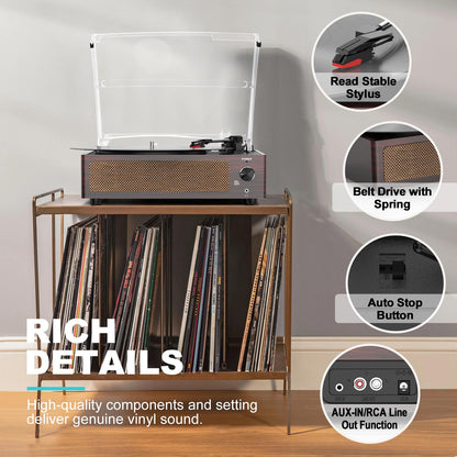 Seasonlife® Record Player for Vinyl Turntable with Speakers,Pale Purple