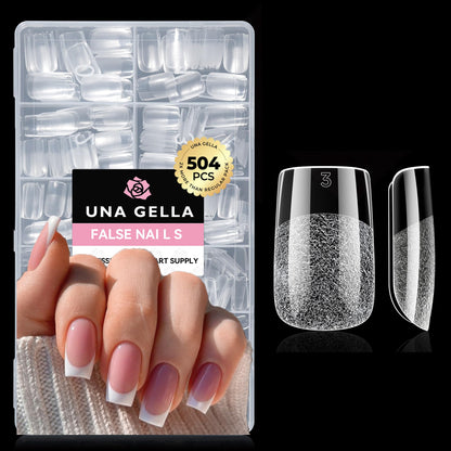 UNA GELLA Short Sharp Square Nail Tips 504pcs X-Soft Flat Square Nails