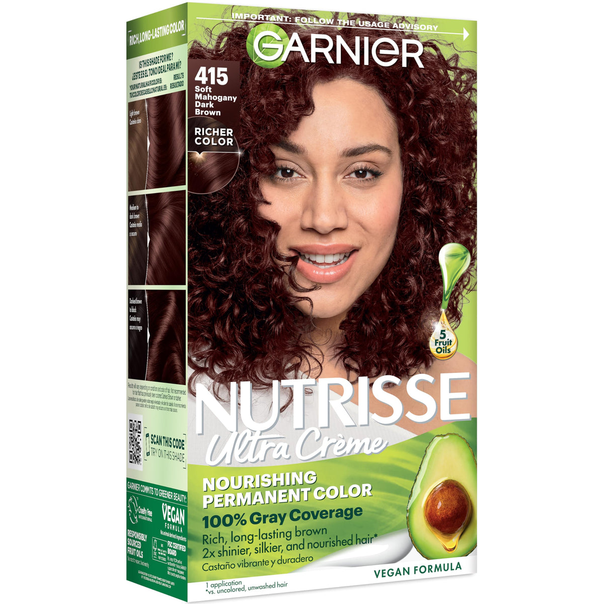 Garnier Nutrisse Ultra Crème Hair Color, 33 Darkest Golden Brown, 1 Count