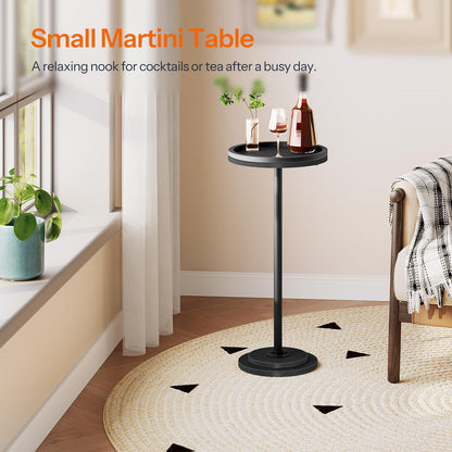HOOBRO Small Round Side Table, Drink Table, Coffee Martini Table with Pedestal Accent for Small Spaces in Living Room, Bedroom, Sofa Couch, Rustic Brown BF168BZ01