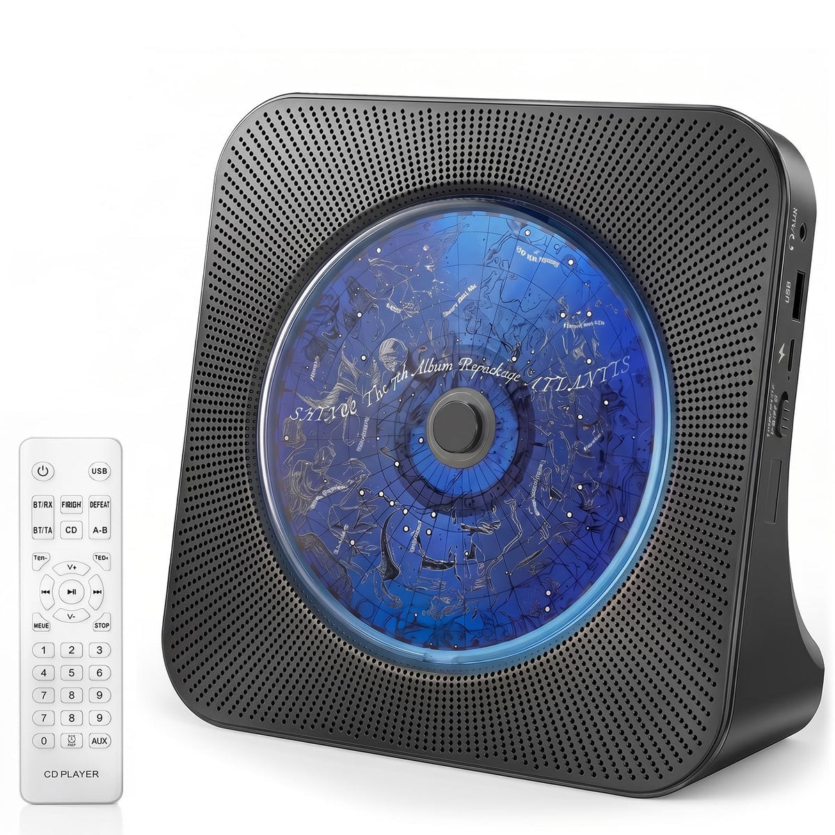 Gueray CD Player Portable Bluetooth Desktop CD Player for Home (Black)