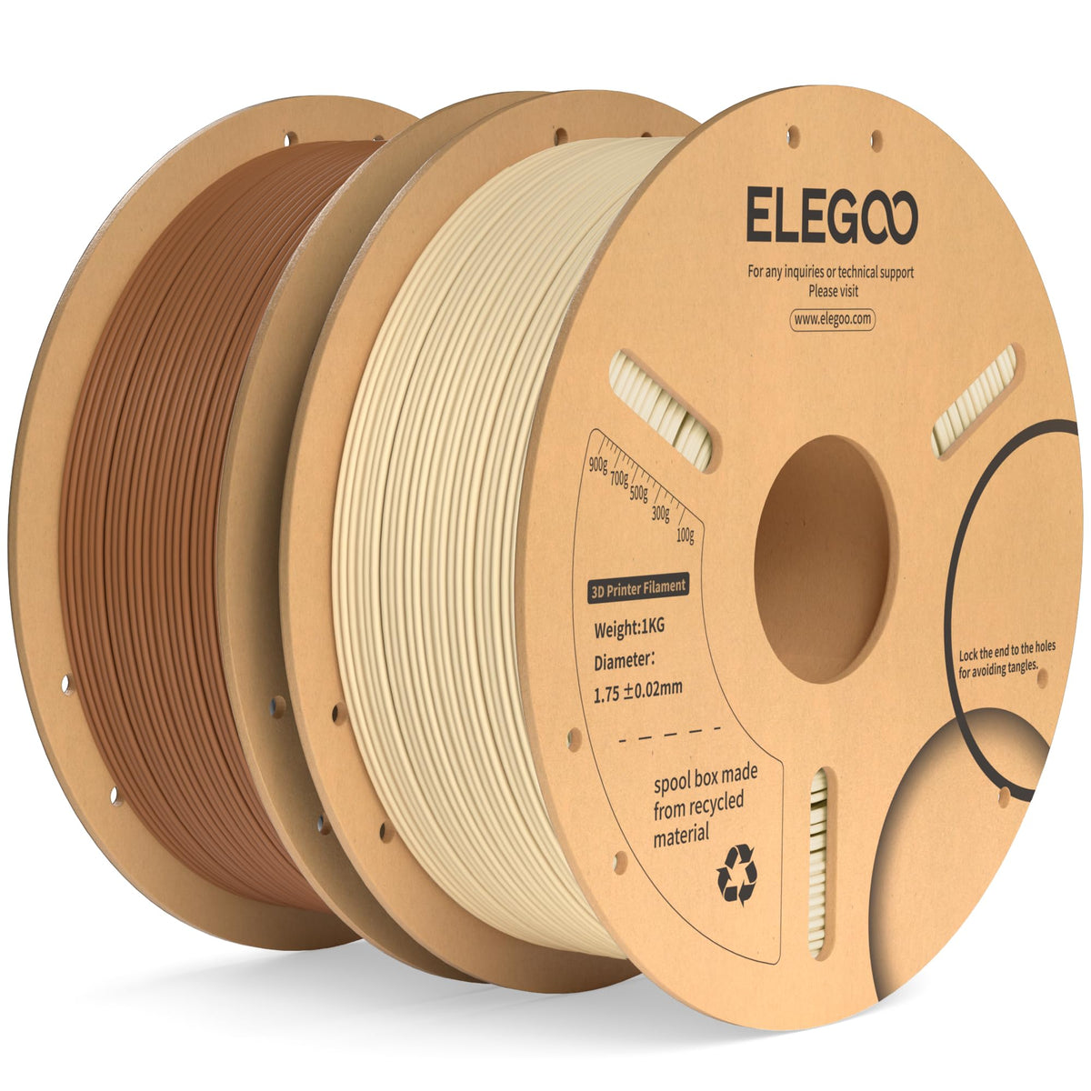 ELEGOO PLA Plus 3D Printer Filament 1.75mm White 2KG, Tougher & Stronger
