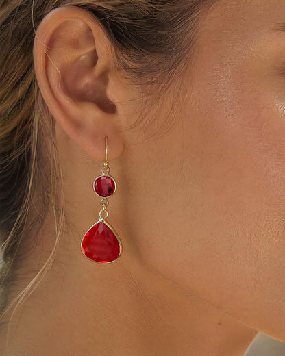 Handmade Dangle Drop Birthstone Earrings 14K Gold - Plated Hypoallergenic Lightweight & Comfortable Elegant Gemstone Earrings for Women