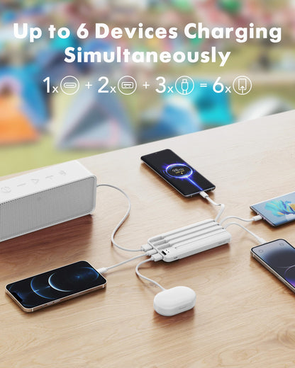 charmast Portable Charger Power Bank with Reinforced Built-in 4 Cables