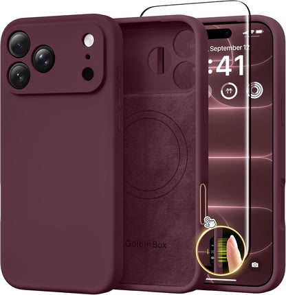 GolbinBox Magnetic for iPhone 13/14 Case, Silicone Cover, Blackcurrant
