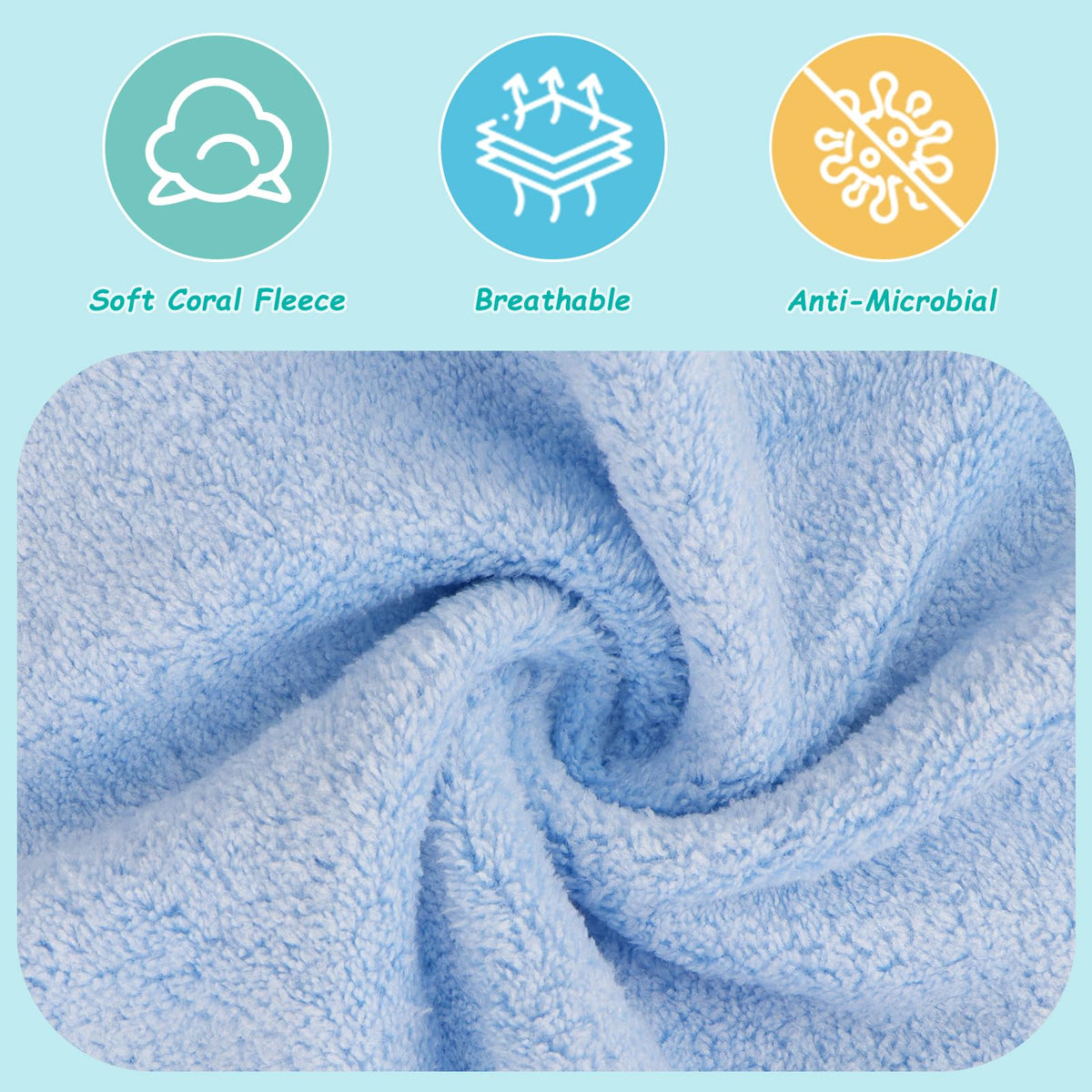 HOMEXCEL Baby Washcloths 24 Pack Microfiber Coral Fleece Soft Wash Cloths