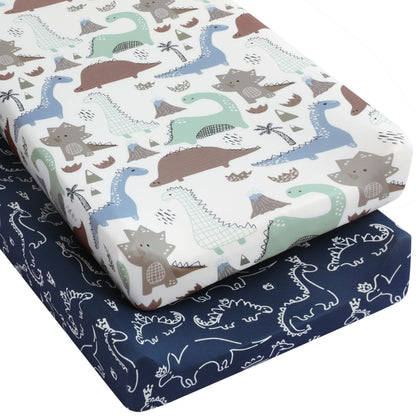 Yoofoss 2-Pack Baby Crib Sheets for Boys Girls 52x28 (Green+Leaf)