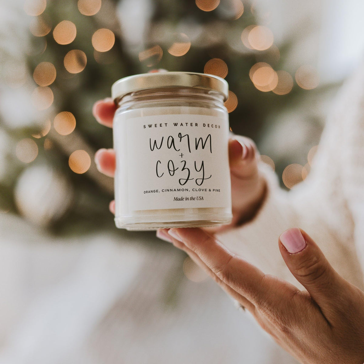 Sweet Water Decor Christmas Candle Gift, Holiday Scented 9oz Clear Jar