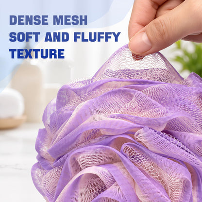 AmazerBath Loofah Sponge 75g/Piece, Exfoliating Bath Sponge Body Scrubber - Loofa Set of 4 Flower Color (Large, Green-Purple)