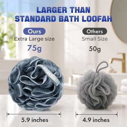 AmazerBath Loofah Sponge 75g/Piece, Exfoliating Bath Sponge Body Scrubber - Loofa Set of 4 Flower Color (Large, Green-Purple)