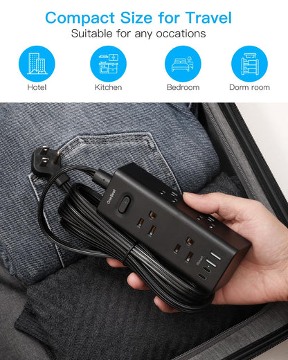 One Beat 5Ft Extension Cord with Multiple Outlets,Flat Plug Power Strip