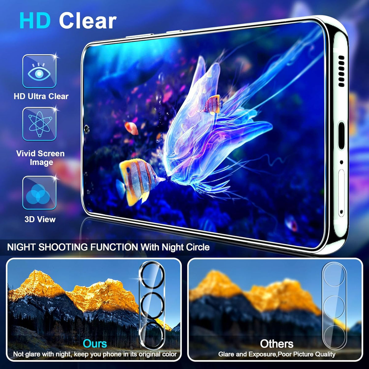firtstnow 3 Pack for Samsung Galaxy S26 Ultra Screen Protector Tempered Glass + 3 Pack Camera Lens Protector, Military Grade Shatterproof, 9H Hardness, Fingerprint Unlock,Case Friendly 6.9 Inch