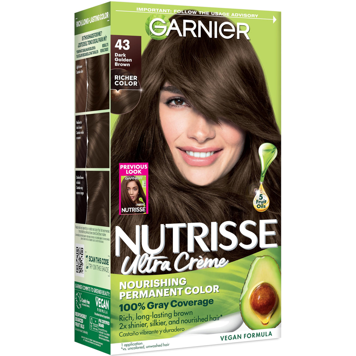 Garnier Nutrisse Ultra Crème Hair Color, 33 Darkest Golden Brown, 1 Count