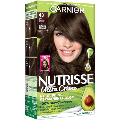 Garnier Nutrisse Ultra Crème Hair Color, 33 Darkest Golden Brown, 1 Count