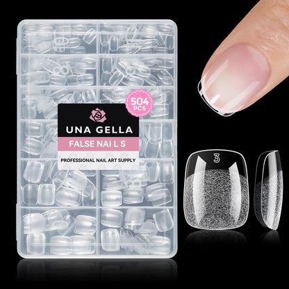 UNA GELLA Short Sharp Square Nail Tips 504pcs X-Soft Flat Square Nails