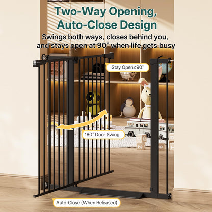 InnoTruth 27-36.6 in Wide Baby Gate for Stairs and Doorways, Black