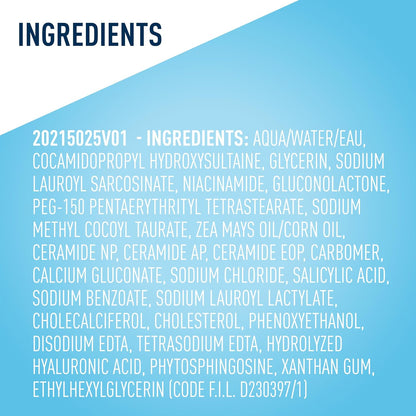 CeraVe Renewing Salicylic Acid Cleanser, Gentle Exfoliating Face Wash, 16oz