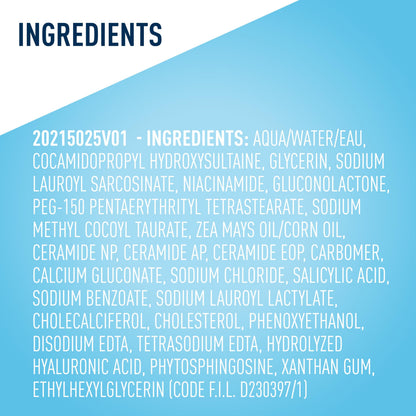 CeraVe Renewing Salicylic Acid Cleanser, Gentle Exfoliating Face Wash, 16oz