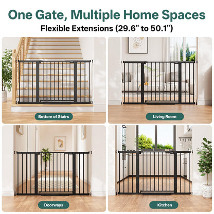 InnoTruth 27-36.6 in Wide Baby Gate for Stairs and Doorways, Black