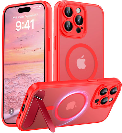 Magnetic Compatible with iPhone 16 Case, [Built-in Kickstand][Full Camera Protection][Compatible with MagSafe][Anti-Fingerprint] Shockproof Phone Case for iPhone 16 6.1",Brown