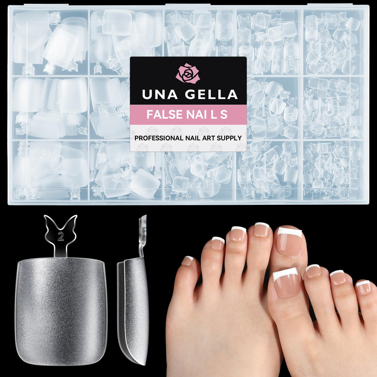 UNA GELLA Short Sharp Square Nail Tips 504pcs X-Soft Flat Square Nails